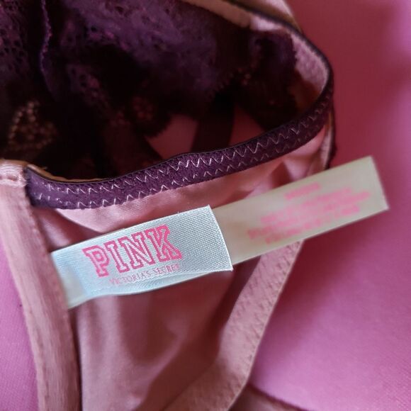 PINK Victoria's Secret Date Push-Up Lace Bra Women's Size 34D Pink Burgundy - Picture 11 of 15